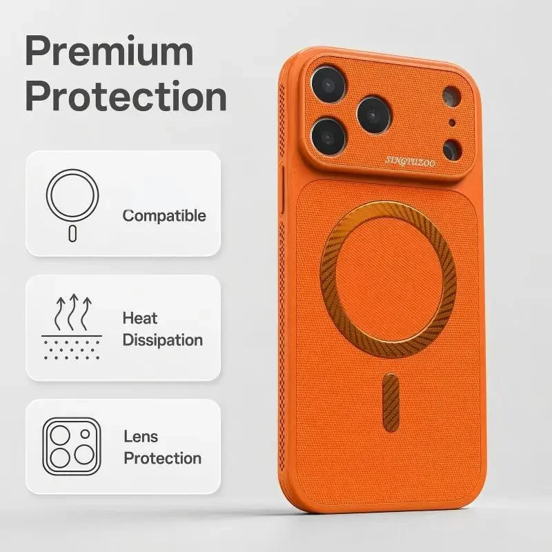 Technology Woven Heat Dissipation Magnetic Phone Case For iPhone 12 13 14 15 16 17 18 Pro Max For Magsafe Wireless Charging Case