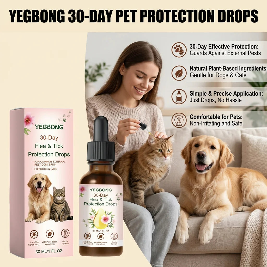 Pet Flea & Tick Removing Drop Cleaning Skin Repel Fleas & Mites Refreshing Long-Lasting Protection Gentle Pet Pest Repellent Oil
