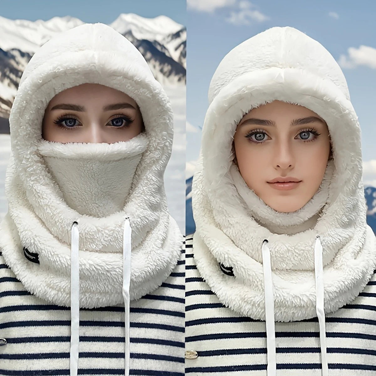Warm Thermal Windproof Balaclava Ski Hood Motorcycle Face Cover Polar Fleece Caps Adjustable Cycling Neck Cover Mask Hats Winter