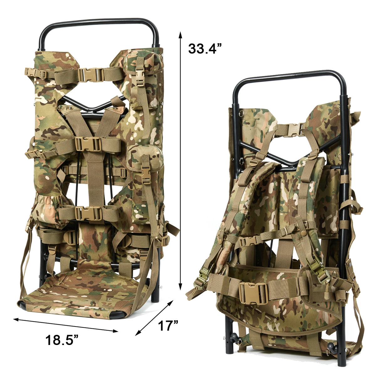 AKmax Iraklis Aluminum External MOLLE Pack Frame with Shoulder Harness Padded Waist Belt Modular Hunting Load Carrier