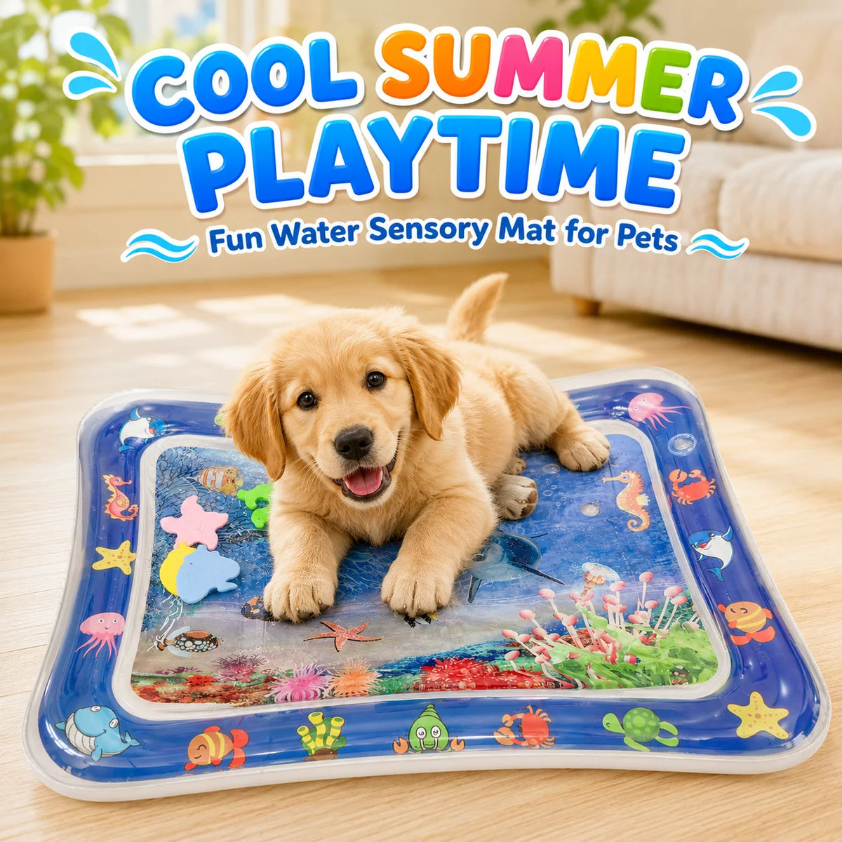 1PC Pet Water Play Mat Interactive Cat Toy Inflatable Sensory Splash Mat for Cats Dogs Indoor Enrichment Exercise Training Toy