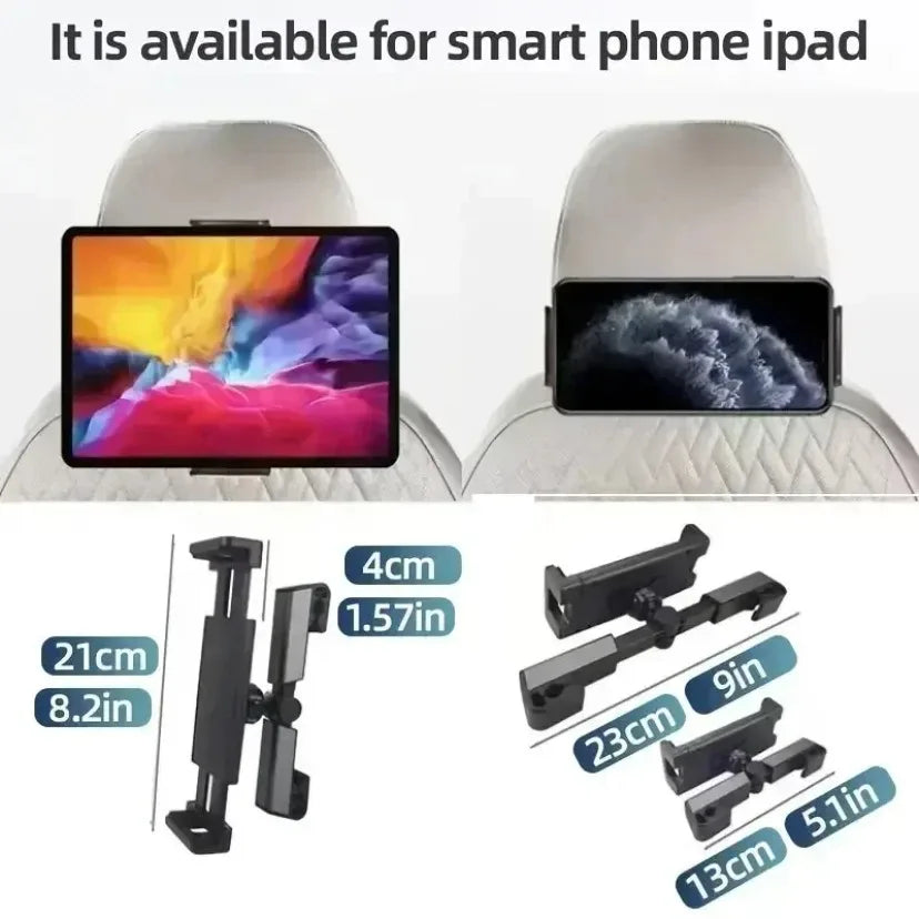 Car Back Seat Headrest Phone Holder Stretchable Tablet Stand Rear Pillow Adjustment  Mount Bracket for 4.7-12.9 Inch Phon Tablet