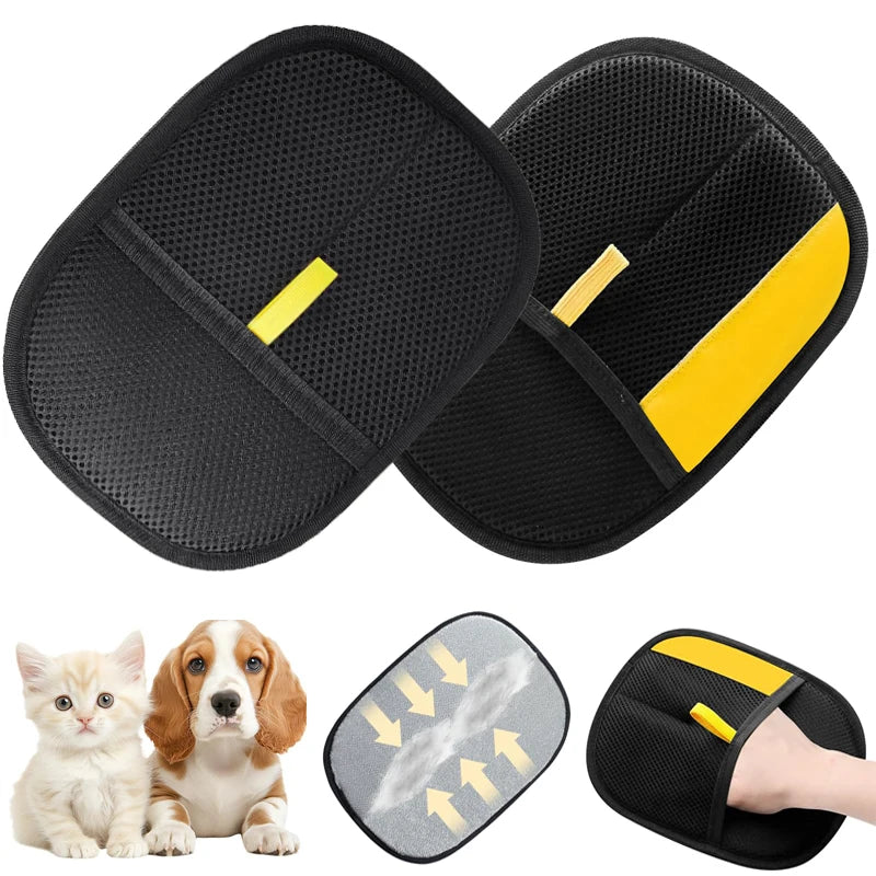 Pet Hair Removal Tool Reusable Static Removal Gloves Deshedding Brush Glove for Dog Cat Double-Sided Fur Hair Cleaning Gloves