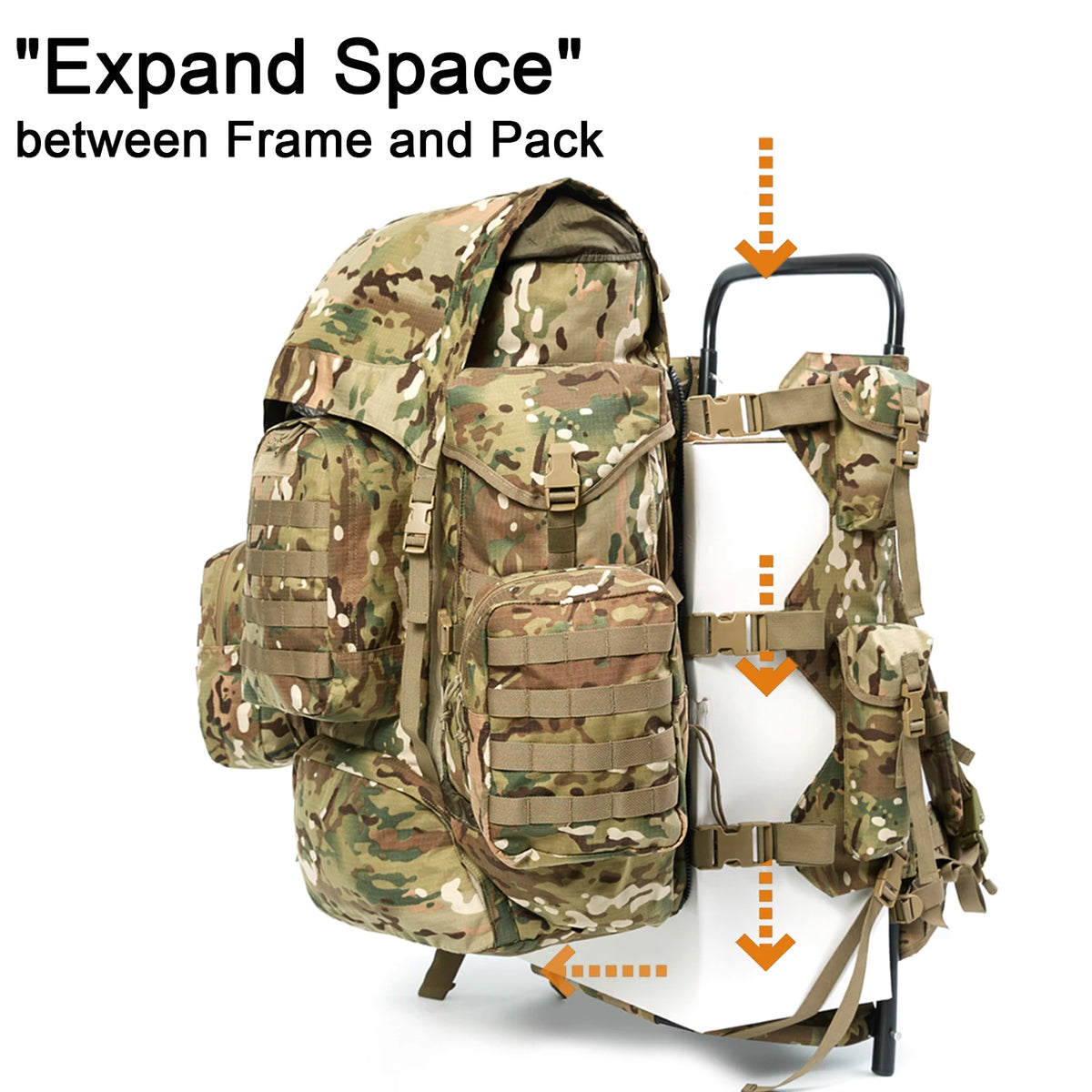 AKmax Iraklis Aluminum External MOLLE Pack Frame with Shoulder Harness Padded Waist Belt Modular Hunting Load Carrier
