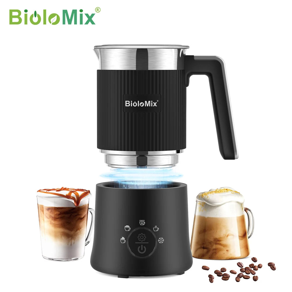 BioloMix 5-in-1 Automatic Hot/Cold Foam and Hot Chocolate Maker,Detachable Milk Frother and Steamer,Dishwasher Safe