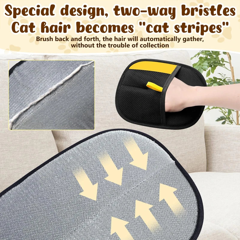 Pet Hair Removal Tool Reusable Static Removal Gloves Deshedding Brush Glove for Dog Cat Double-Sided Fur Hair Cleaning Gloves