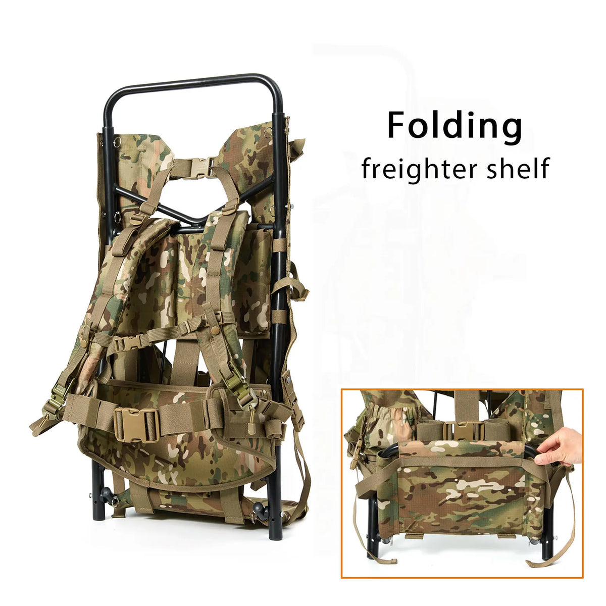 AKmax Iraklis Aluminum External MOLLE Pack Frame with Shoulder Harness Padded Waist Belt Modular Hunting Load Carrier