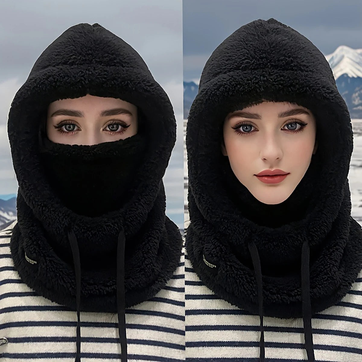 Warm Thermal Windproof Balaclava Ski Hood Motorcycle Face Cover Polar Fleece Caps Adjustable Cycling Neck Cover Mask Hats Winter