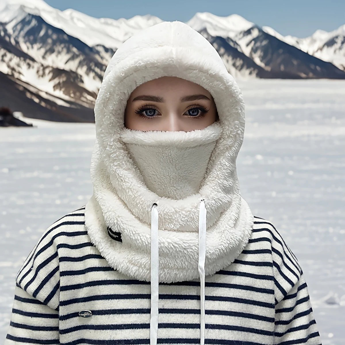Warm Thermal Windproof Balaclava Ski Hood Motorcycle Face Cover Polar Fleece Caps Adjustable Cycling Neck Cover Mask Hats Winter