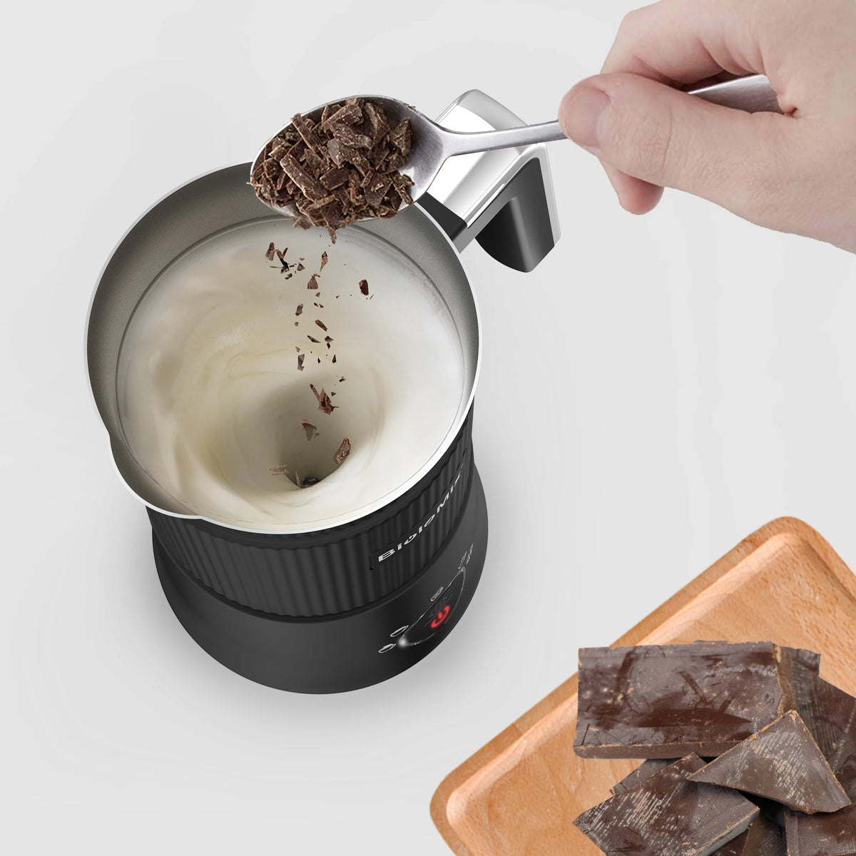 BioloMix 5-in-1 Automatic Hot/Cold Foam and Hot Chocolate Maker,Detachable Milk Frother and Steamer,Dishwasher Safe