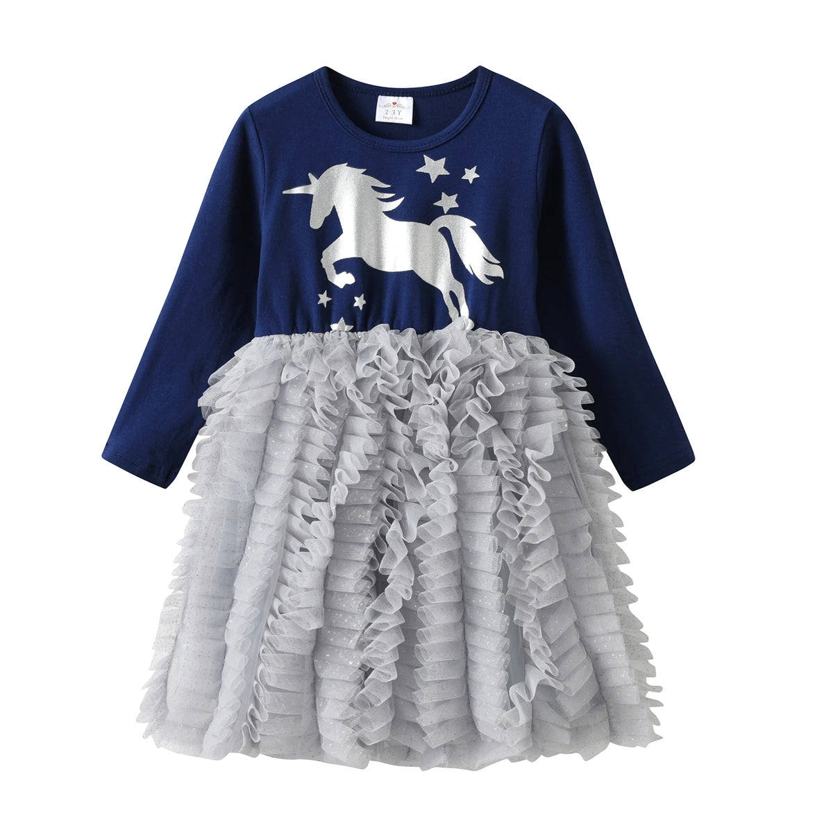 VIKITA Kids Unicorn Dresses for Girls Birthday Party Prom Gown Princess Dress Kids Long Sleeve Spring Autumn Dress Girl Clothes
