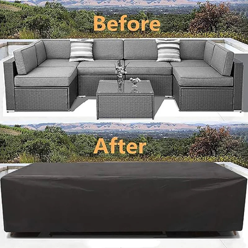 Outdoor Furniture Dust Cover, 210D Oxford Cloth, Black Silver Sofa Cover, Waterproof Cover, Outdoor Patio Furniture Cover