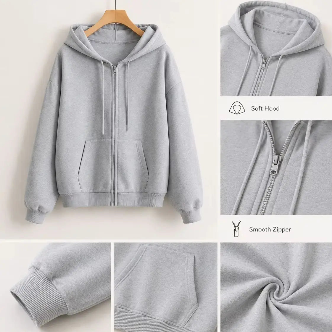 14 Colors Women Zip Up Hoodie Oversized Autumn Winter Casual Streetwear Loose Hooded Jacket Comfortable Long Sleeve Sweatshirt