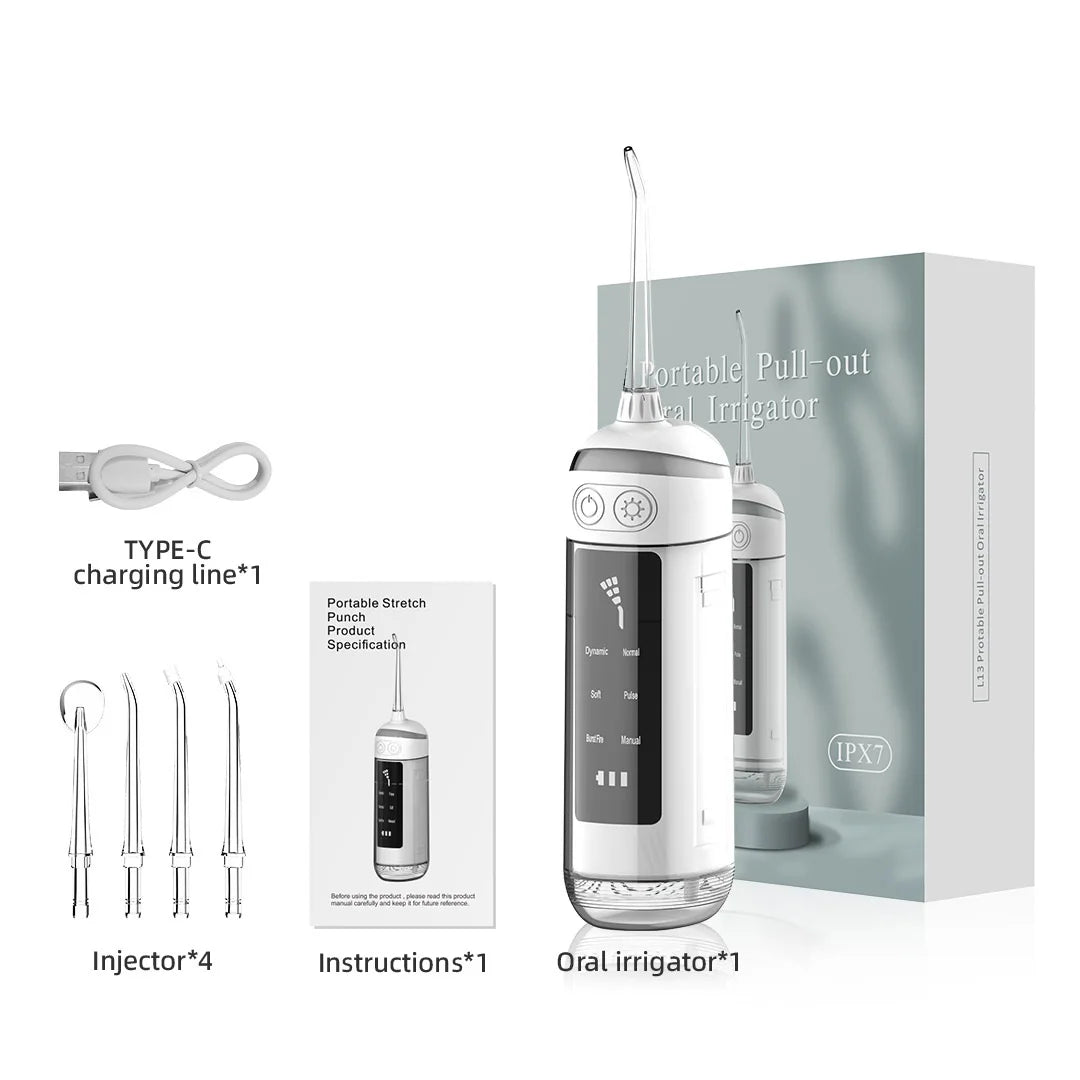 Schoben Water Flossers for Teeth 180ML Oral Irrigator Rechargeable Portable Dental 6 Modes Water Tank Waterproof Teeth Cleaner