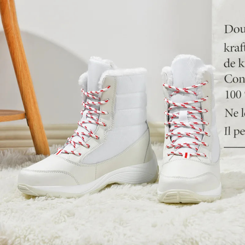 Women Boots Waterproof Heels  For Winter  Tren Platform Ankle Boots Keep Warm Snow Shoes Plush Outdoor Short