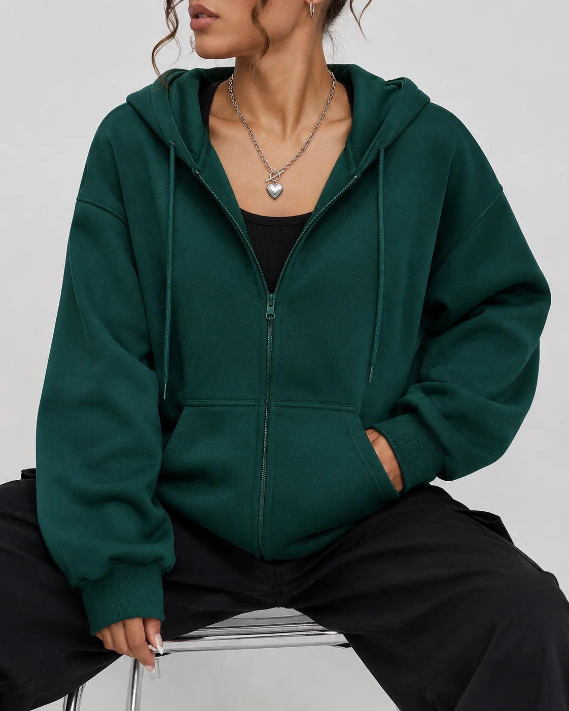 14 Colors Women Zip Up Hoodie Oversized Autumn Winter Casual Streetwear Loose Hooded Jacket Comfortable Long Sleeve Sweatshirt