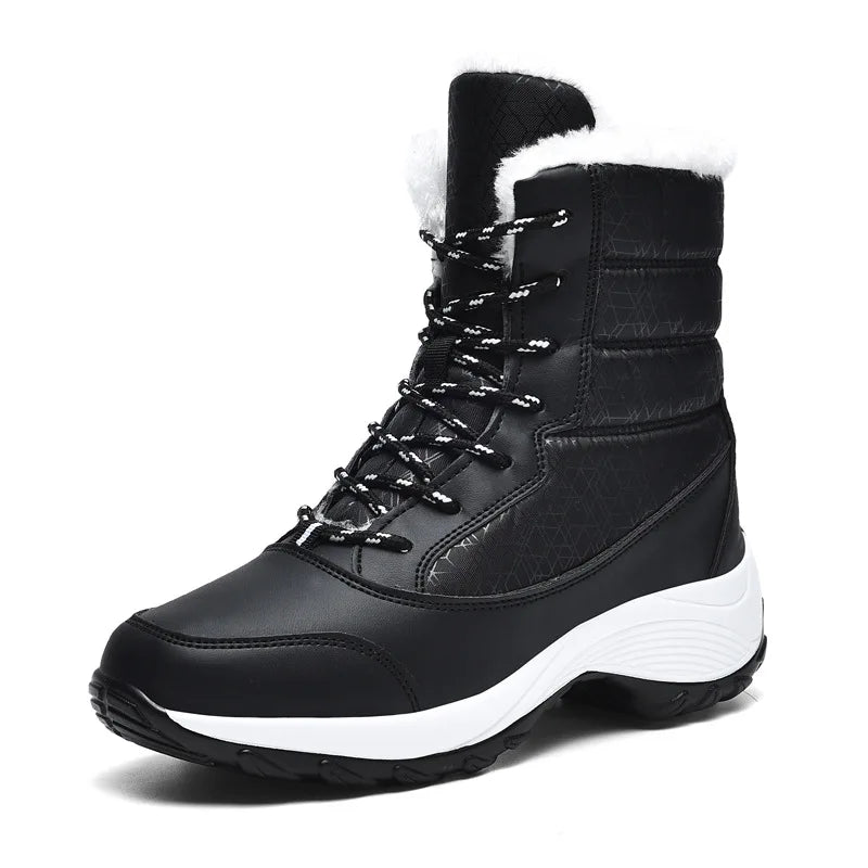 Women Boots Waterproof Heels  For Winter  Tren Platform Ankle Boots Keep Warm Snow Shoes Plush Outdoor Short