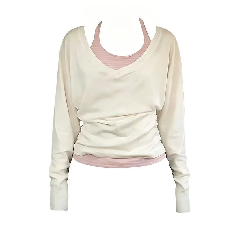 Women Harajuku Korean Subculture Gothic Knit Sweater Slim Fit Pullover Casual Solid Color Elegant Chic Streetwear Jumpers