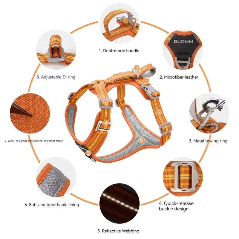 OUZEY Anti Pull Dog Harness Leash Set Reflective Wear Resistant Soft Outdoor Walking Pet Chest Strap Fashion Safety Pet Supplies
