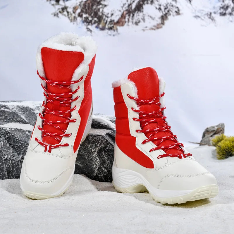 Women Boots Waterproof Heels  For Winter  Tren Platform Ankle Boots Keep Warm Snow Shoes Plush Outdoor Short