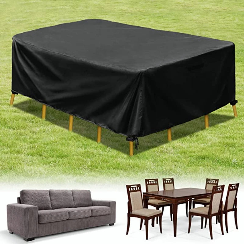 Outdoor Furniture Dust Cover, 210D Oxford Cloth, Black Silver Sofa Cover, Waterproof Cover, Outdoor Patio Furniture Cover