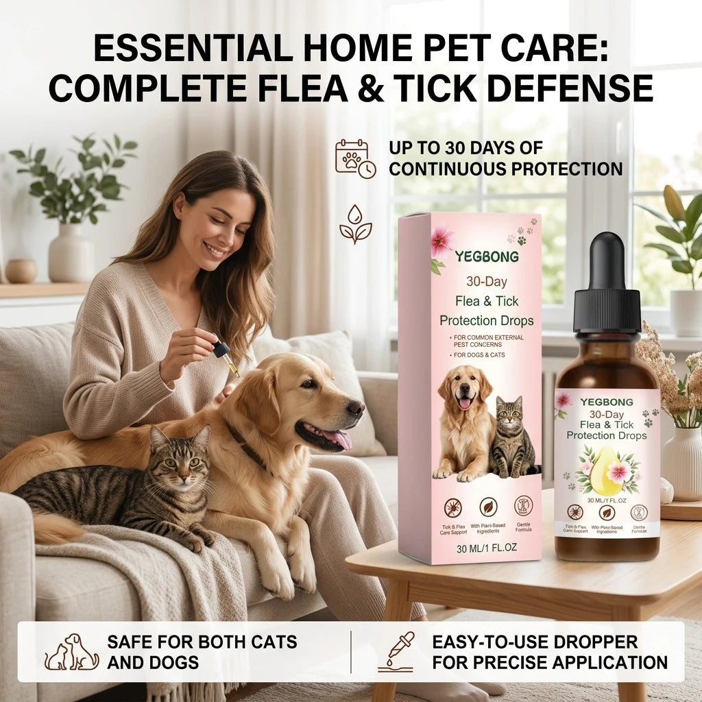 Pet Flea & Tick Removing Drop Cleaning Skin Repel Fleas & Mites Refreshing Long-Lasting Protection Gentle Pet Pest Repellent Oil