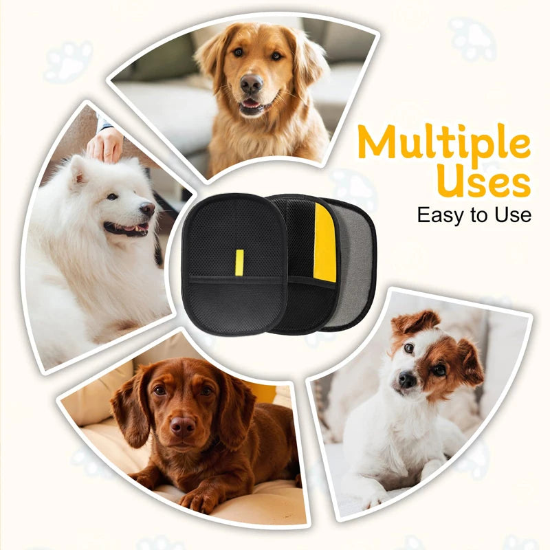 Pet Hair Removal Tool Reusable Static Removal Gloves Deshedding Brush Glove for Dog Cat Double-Sided Fur Hair Cleaning Gloves