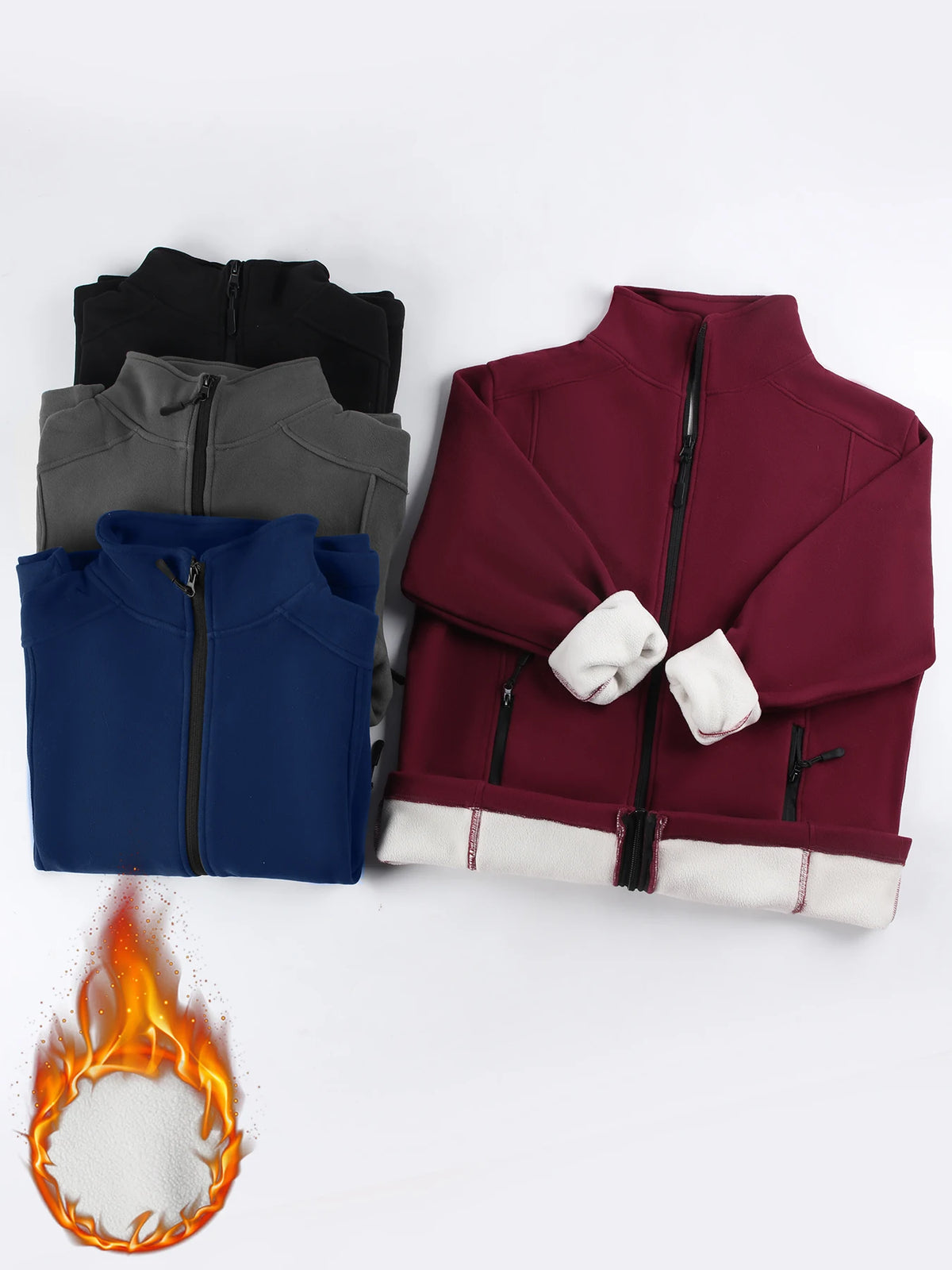 Women Thickened Fleece Pocket Jacket For Fall Winter Outdoor Fashionable Warm Lined Hooded Full Zipper Long Sleeve Casual Coat