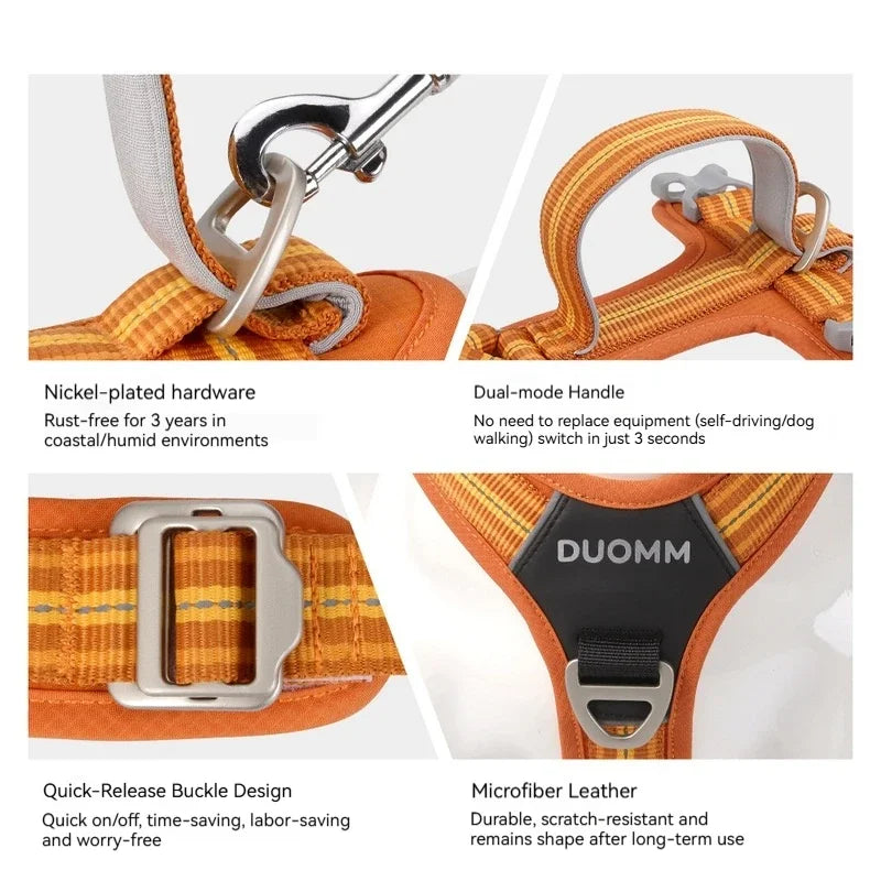 OUZEY Anti Pull Dog Harness Leash Set Reflective Wear Resistant Soft Outdoor Walking Pet Chest Strap Fashion Safety Pet Supplies