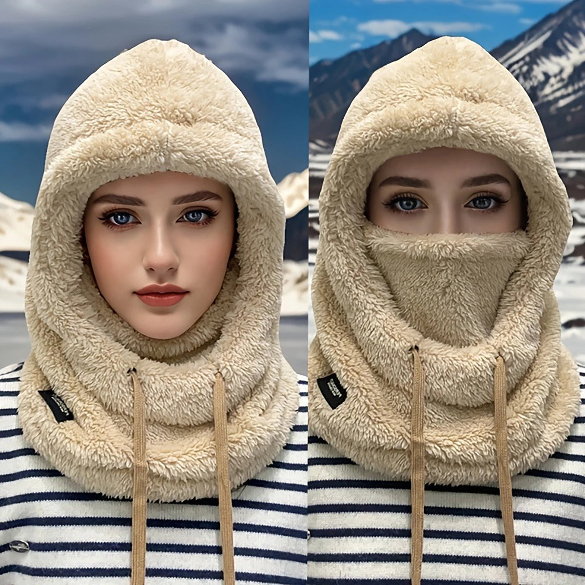 Warm Thermal Windproof Balaclava Ski Hood Motorcycle Face Cover Polar Fleece Caps Adjustable Cycling Neck Cover Mask Hats Winter