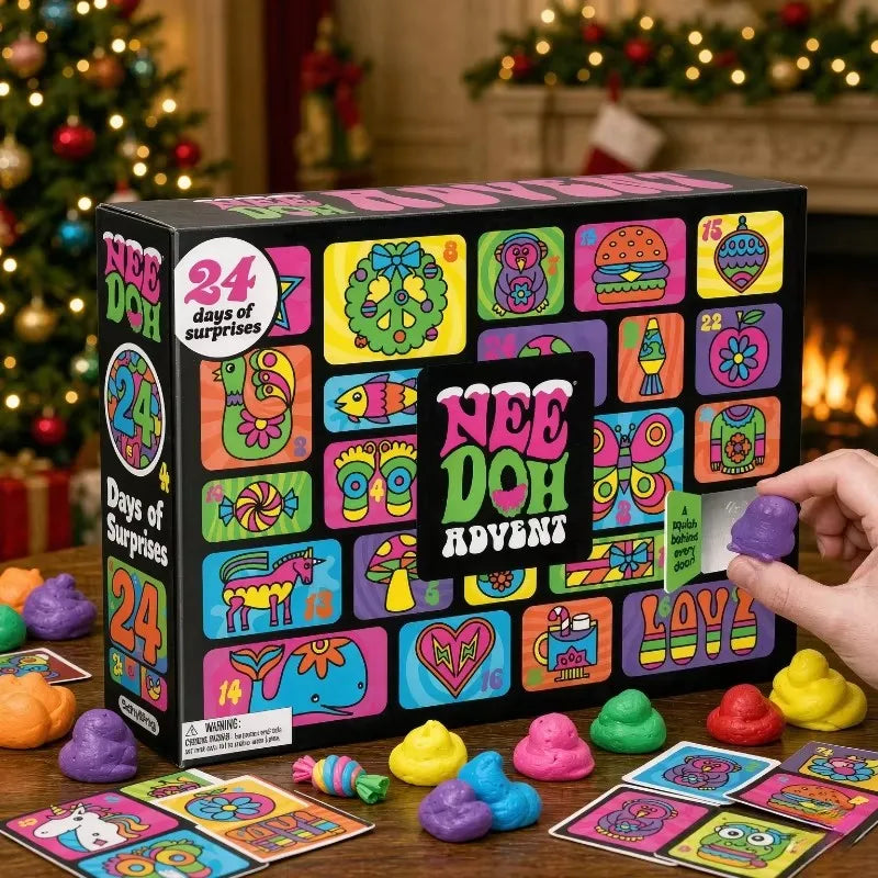 NeeDoh Adult Christmas Advent Calendar, 24 Days Countdown Surprise Box, Adult Slow Rebound Squishies Squeeze Sensory Toy Gift