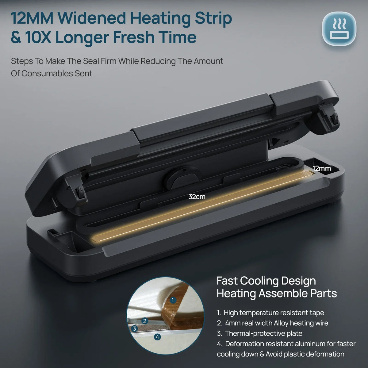 Vakumar VH1506 vacuum sealer machine sous vide Handle type 80Kpa multifunctional and convenient vacume sealer Household