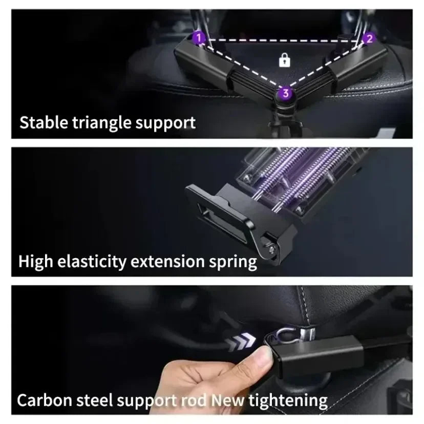 Car Back Seat Headrest Phone Holder Stretchable Tablet Stand Rear Pillow Adjustment  Mount Bracket for 4.7-12.9 Inch Phon Tablet