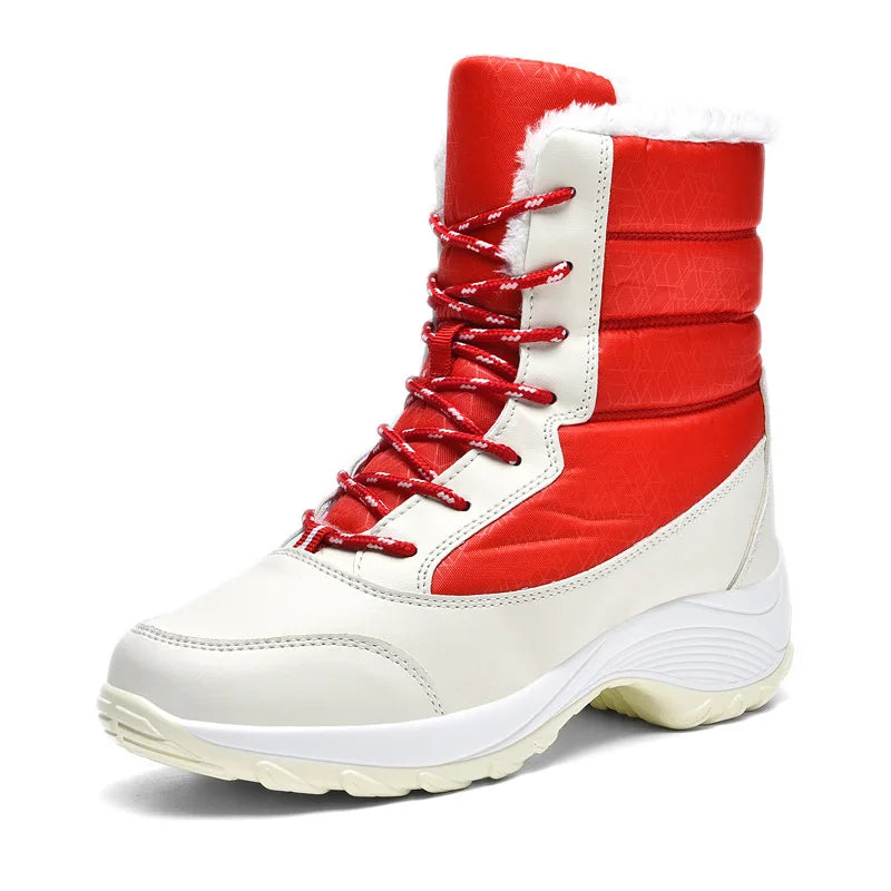Women Boots Waterproof Heels  For Winter  Tren Platform Ankle Boots Keep Warm Snow Shoes Plush Outdoor Short