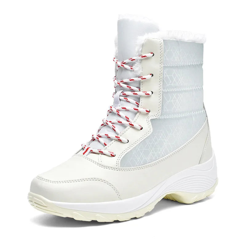 Women Boots Waterproof Heels  For Winter  Tren Platform Ankle Boots Keep Warm Snow Shoes Plush Outdoor Short